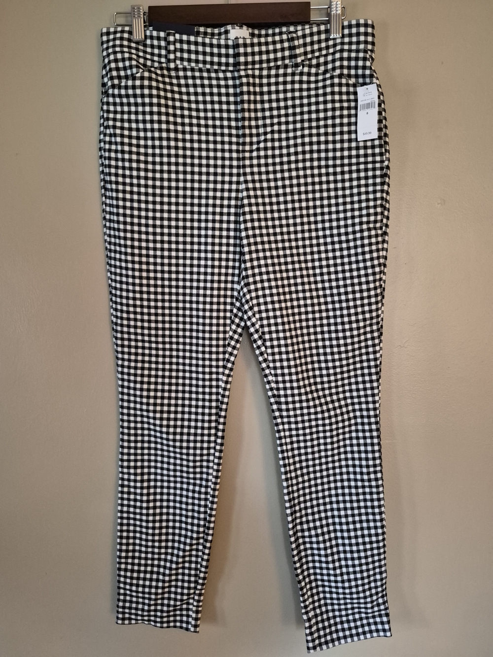 GAP Signature Skinny Ankle Pants Gingham Black & White Size 8
